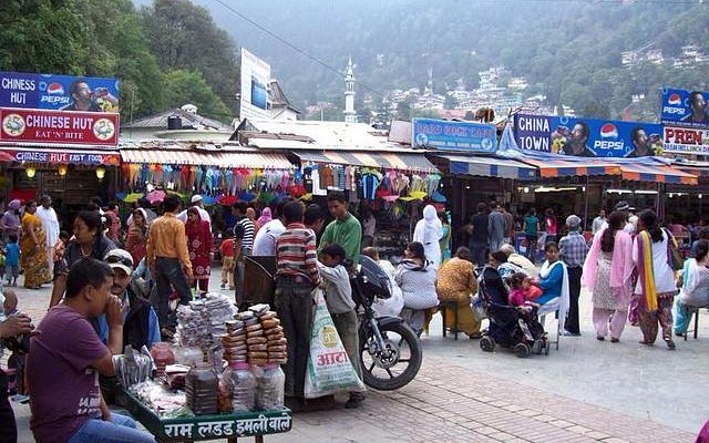 Tibetan Market stalls with handicrafts and jewelry