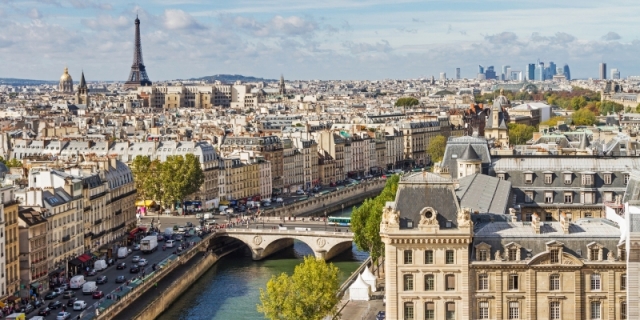 Paris shopping street with luxury boutiques and elegant architecture