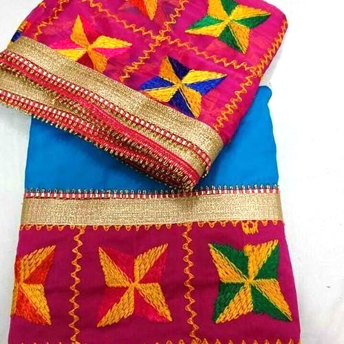 Patiala Phulkari embroidery showing traditional Punjabi floral patterns