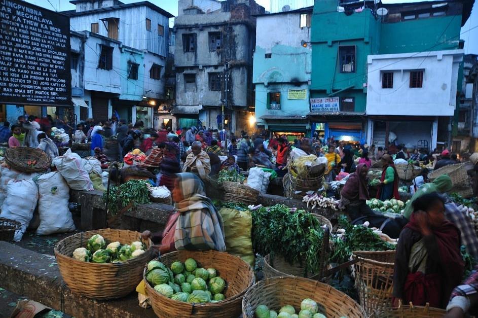 Local produce and handicraft stalls in Bara Bazar Shillong