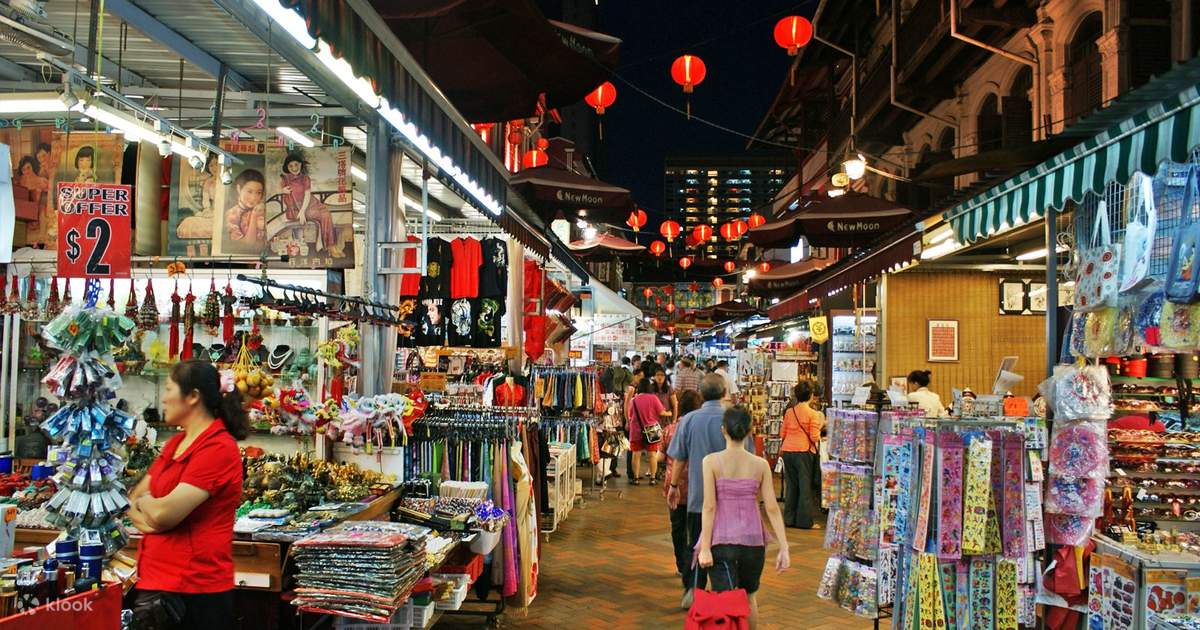 Traditional shopping market in Chinatown Singapore