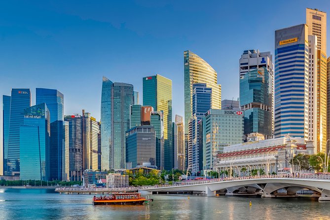 Singapore skyline in May with clear blue skies
