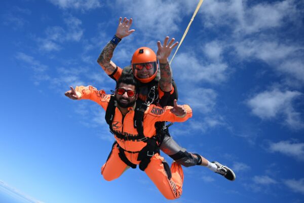 Tandem skydiver in Thailand with instructor