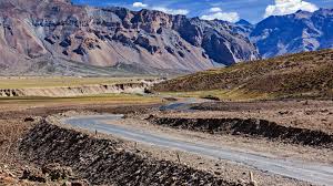 Road conditions and village route in Spiti during October