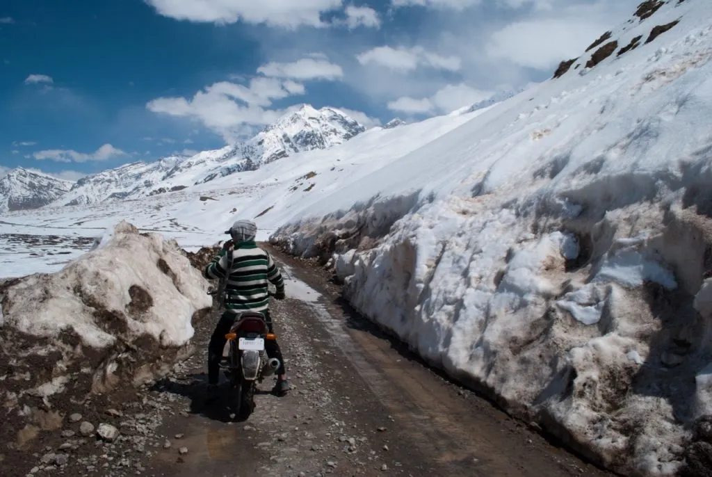 Road conditions in Spiti Valley during August monsoon