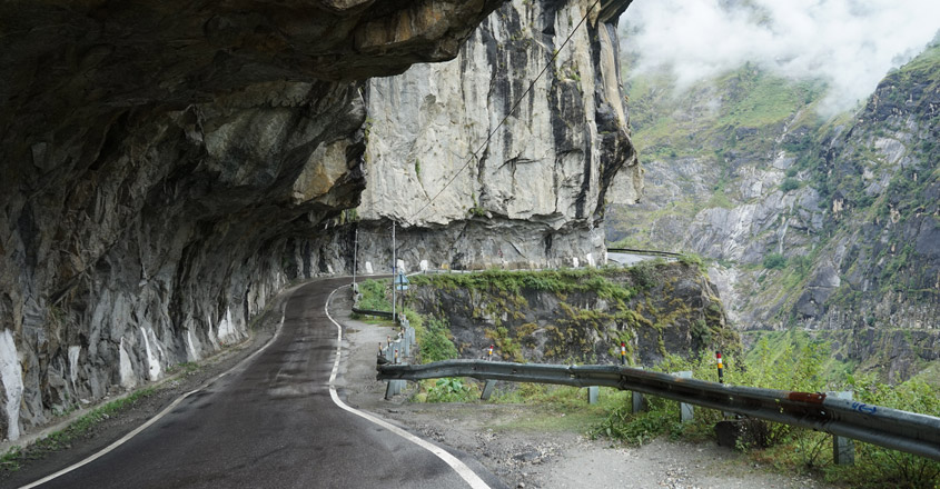 Road conditions in Spiti Valley during July monsoon
