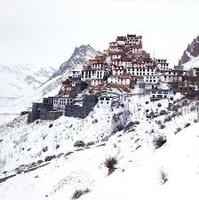 Key Monastery in Spiti Valley surrounded by snow in March