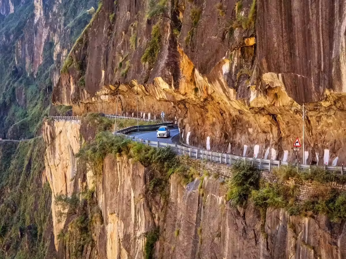 Himalayan road trip landscape showing mountains and valley views