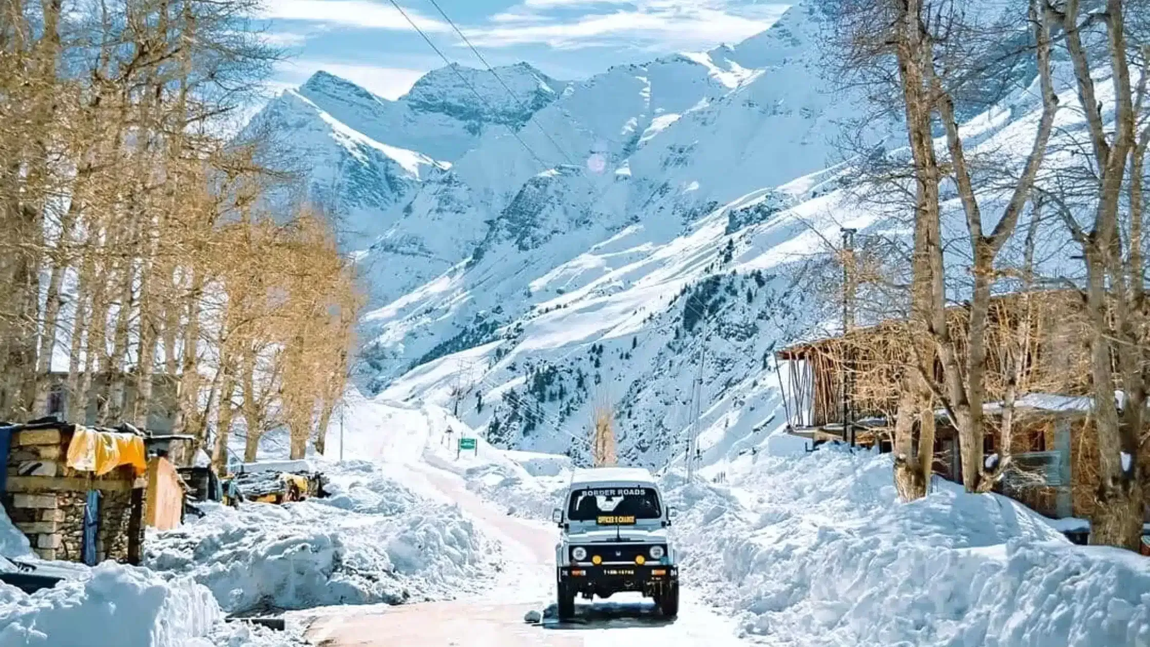 Snow covered mountains in Spiti Valley during winter season
