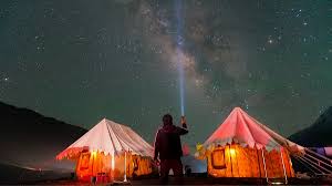Camping setup for stargazing in Spiti Valley