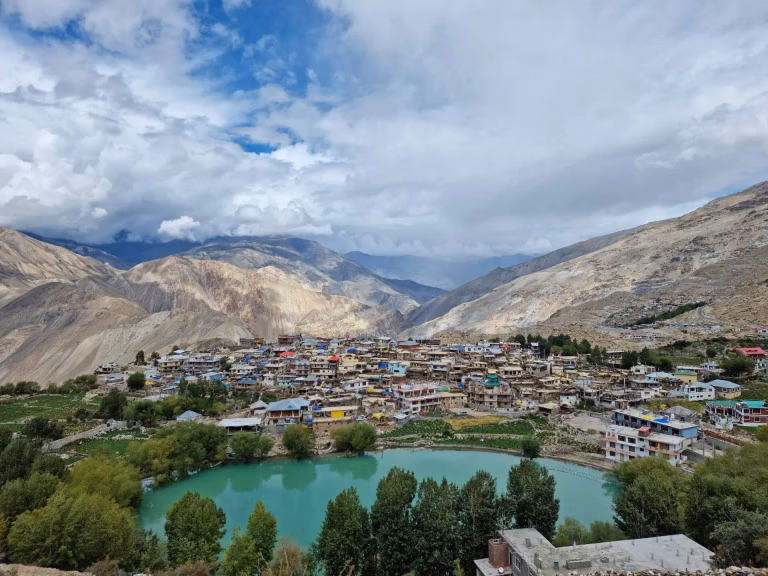Nako village evening view with mountain stay atmosphere