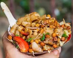 Hyderabad street chaat stall in evening crowd