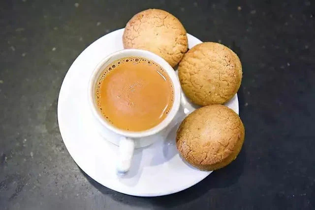 Irani chai with biscuits in Hyderabad