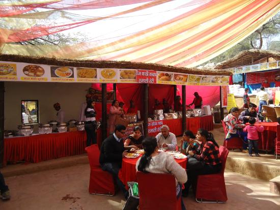 Food court at Surajkund Mela with regional cuisines