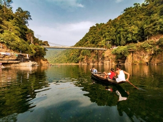 Sunset colors near Syntu Ksiar Bridge Meghalaya