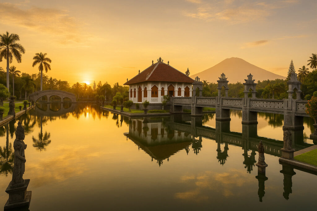 Sunset light at Taman Ujung Water Palace Bali
