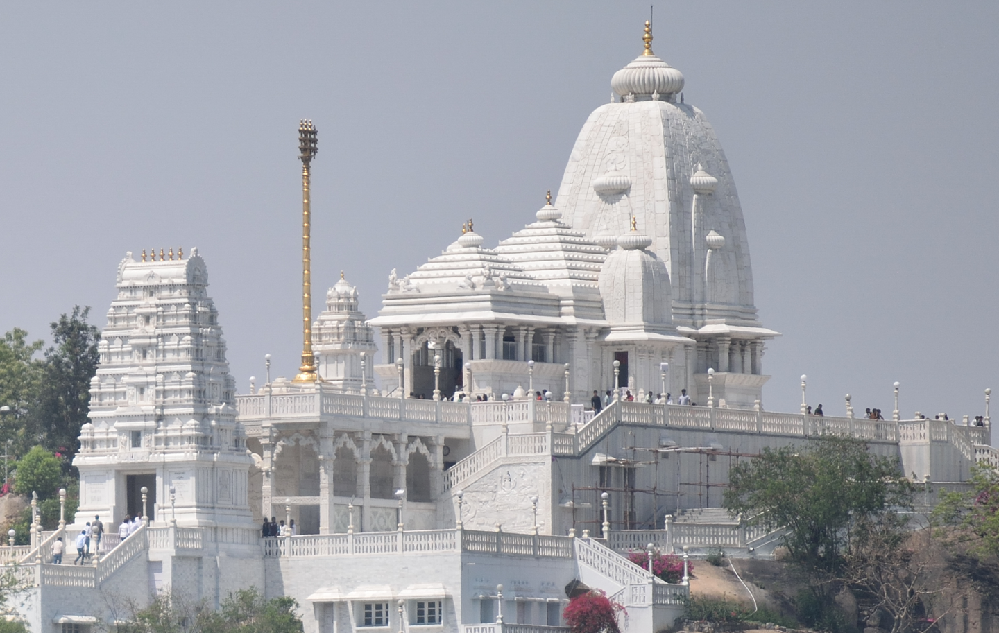 Birla Mandir temple in Hyderabad with white marble architecture