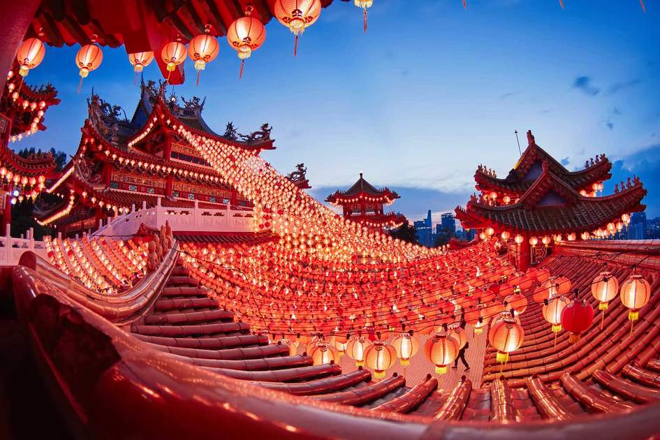 Lanterns and architecture at Thean Hou Temple Kuala Lumpur