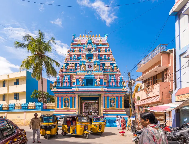Dravidian gopuram entrance at a South Indian temple
