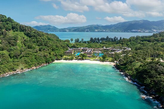 Phuket beach coastline and longtail boats