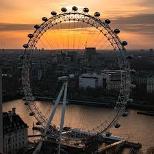 Sunset skyline view from a London Eye capsule