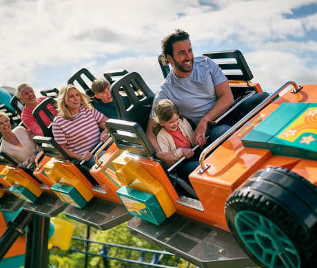 Family day out at amusement park near London