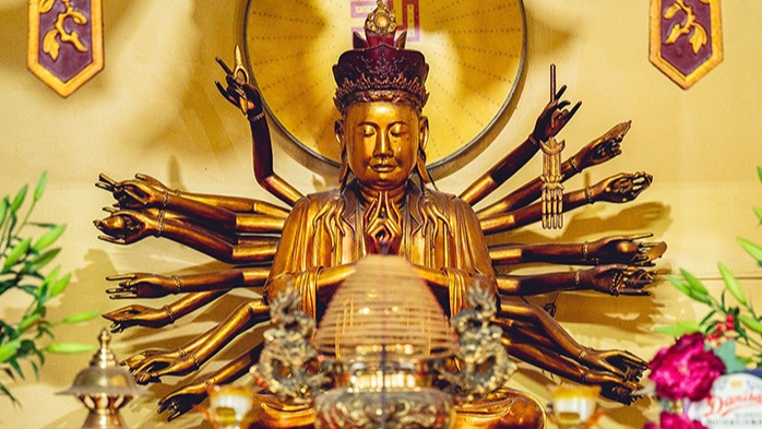 Large Maitreya Buddha statue inside Thiksey Monastery