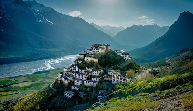 Dramatic landscape of Spiti Valley with mountains and river