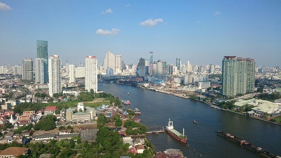 Bangkok city and river view at dusk