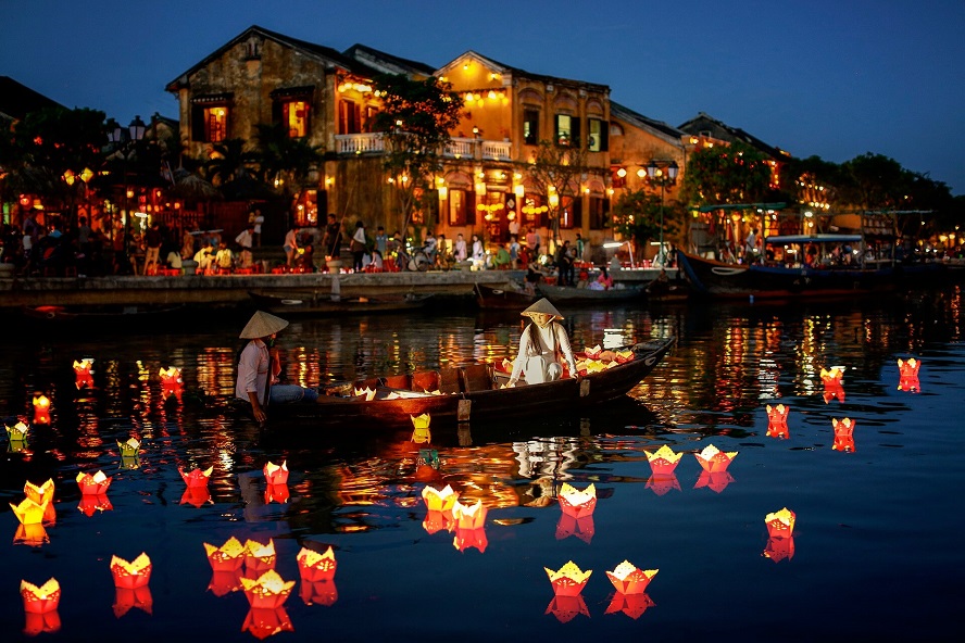 Lantern-lit old streets in Hoi An Vietnam