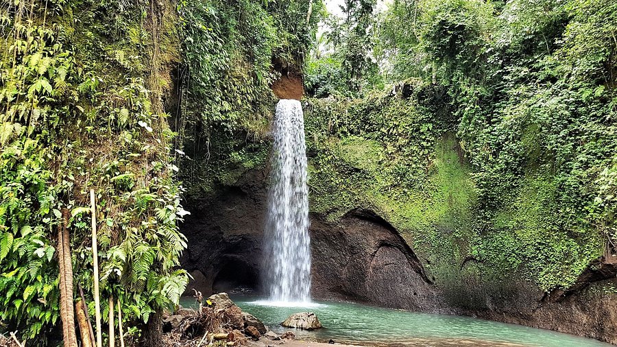 Tibumana Waterfall Overview - Twin cascades flowing into a natural pool