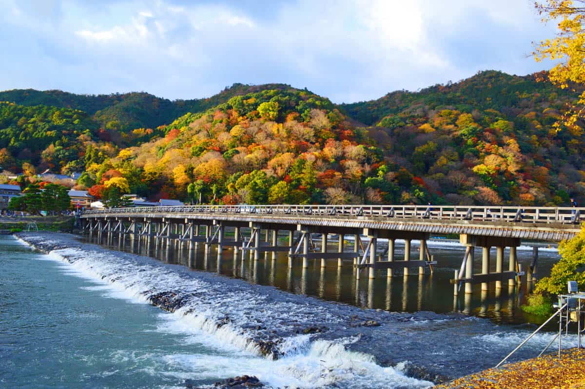 Togetsukyo Bridge over Katsura River in Kyoto