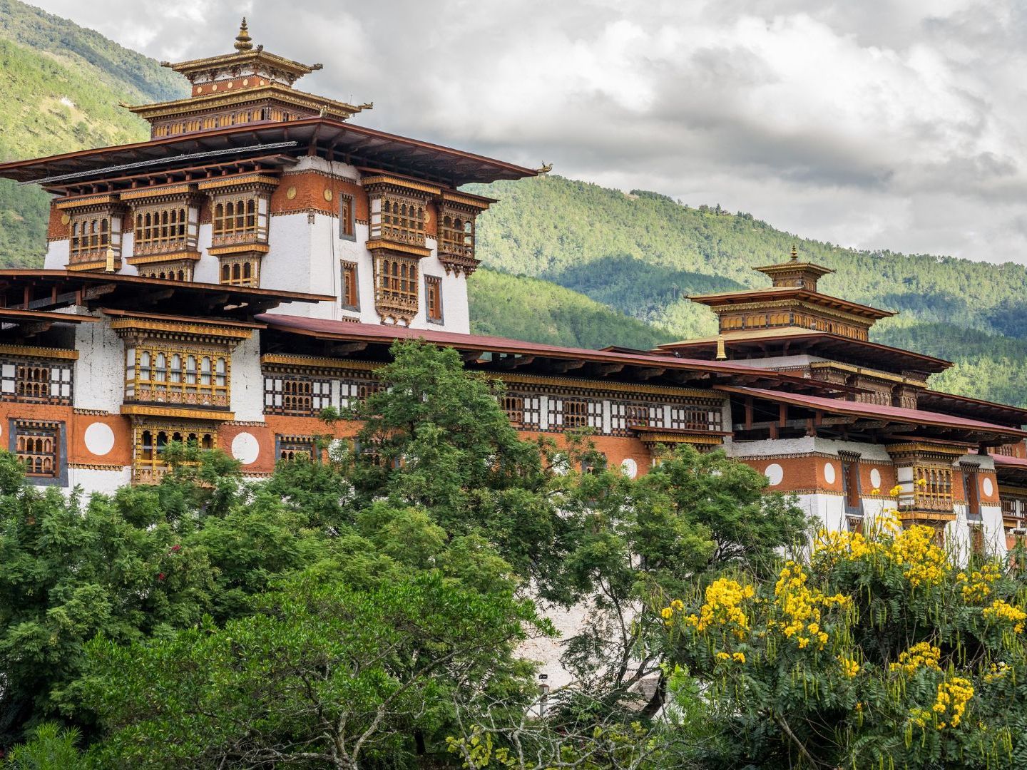 Architectural detail and woodwork at Trongsa Dzong