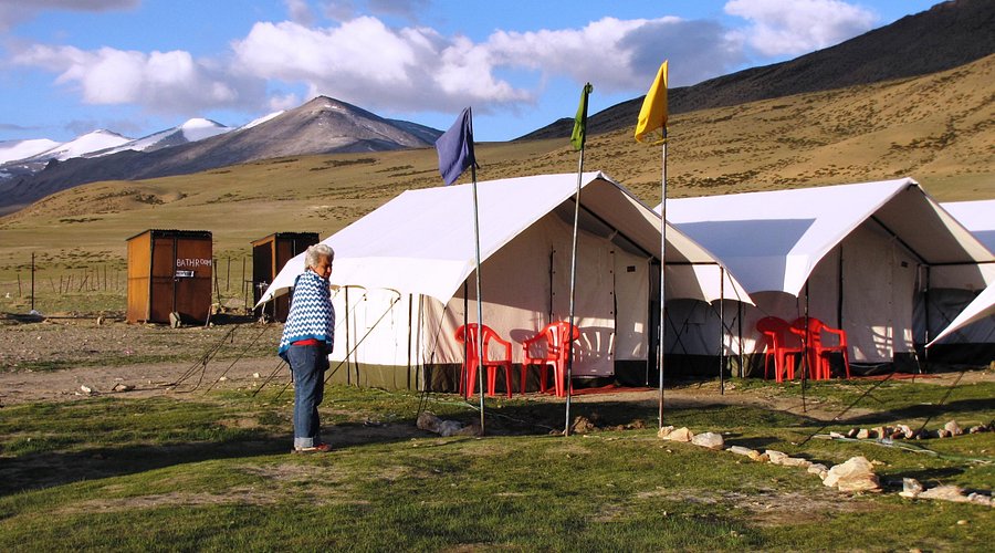 Seasonal camp and open plains near Tso Kar Lake in Ladakh