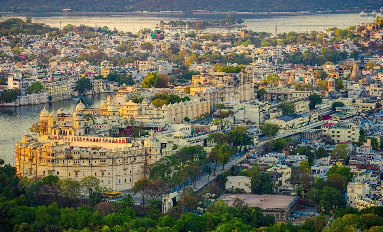 Udaipur cityscape with lakes and palace architecture