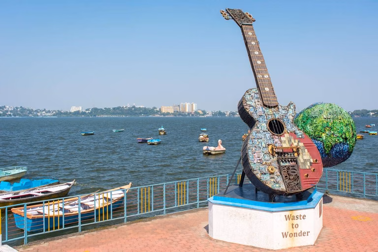 Wide panoramic view of Upper Lake Bhojtal in Bhopal
