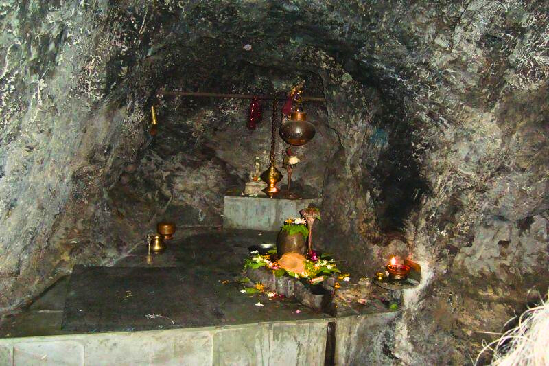 Interior meditation space inside Vashishta Gufa
