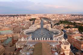 Wide view of St Peters Square in Vatican City Rome