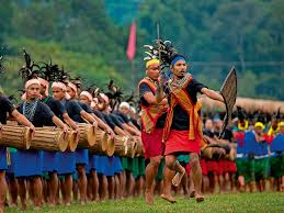 Garo dancers in traditional attire at Wangala