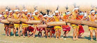 Group drum performance during Wangala Hundred Drums Festival