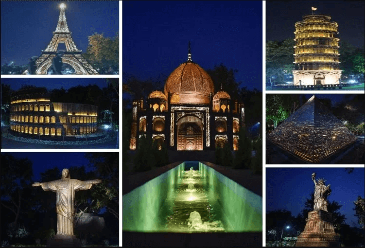 Seven wonder replicas made from recycled scrap in Delhi park