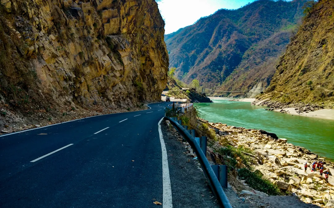 Scenic road journey through mountains to reach Rishikesh