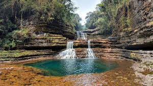 Wei Sawdong Falls three-tier cascades near Cherrapunji