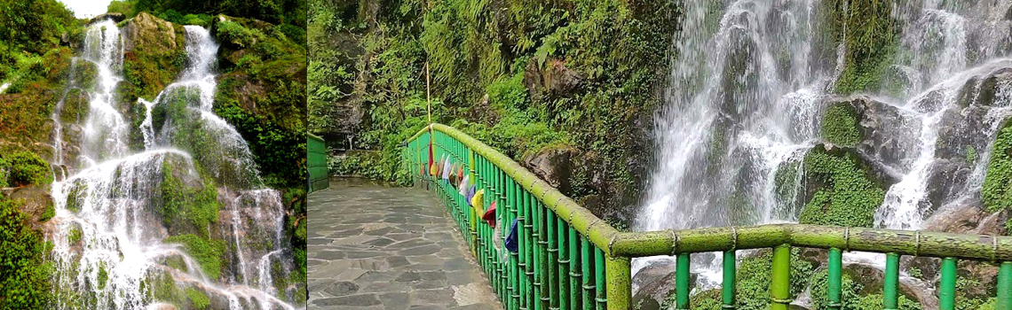 Bakthang Waterfall roadside view near Gangtok in Sikkim