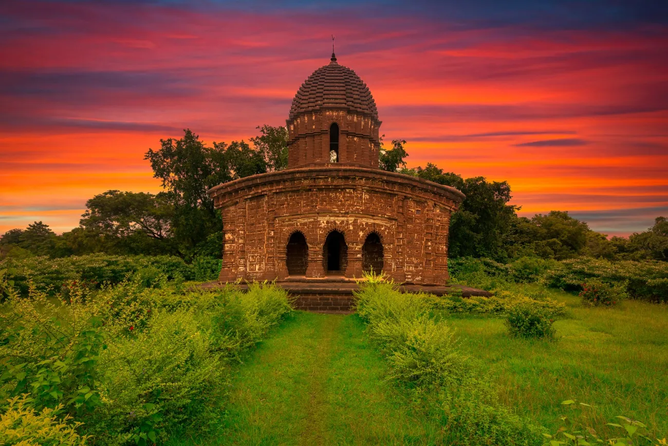 Terracotta temples of Bishnupur with intricate carvings