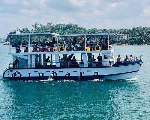 Whale watching boats departing from Mirissa harbor in Sri Lanka