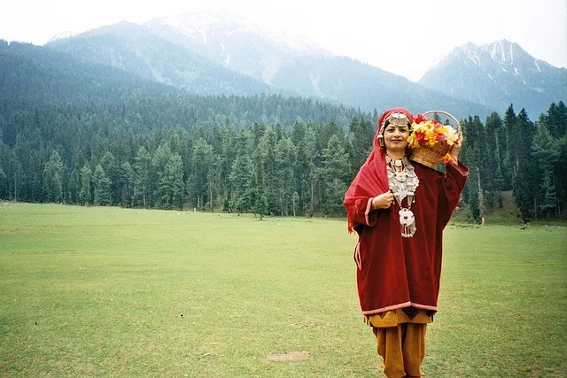 Kashmiri traditional pheran display with embroidery