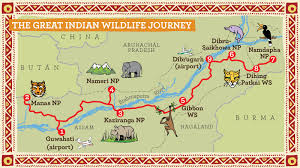 Route planning overview for Wildlife Sanctuaries in India