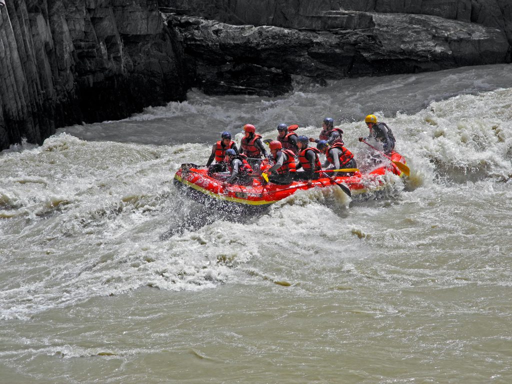 Rafting expedition on Zanskar River through deep gorges